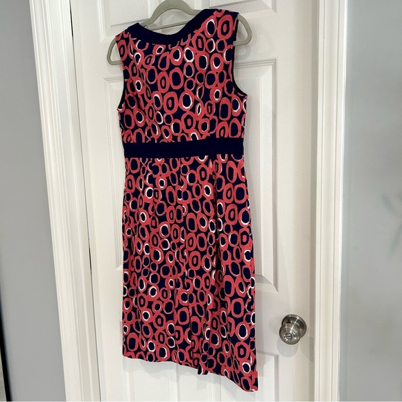 Boden Women Sheath Colorful Geometric Dress US 8R  Pink Blue Sleeveless Cotton - Picture 10 of 13